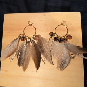 Elegant Feather Hoop Earrings